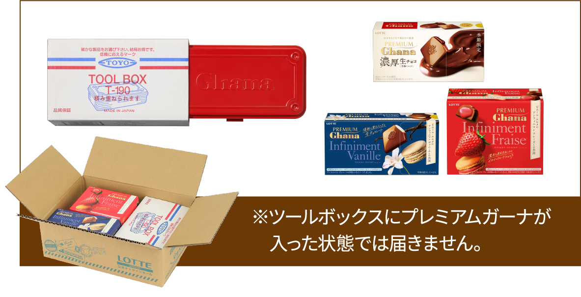 ツールボックスにプレミアムガーナが入った状態では届きません。