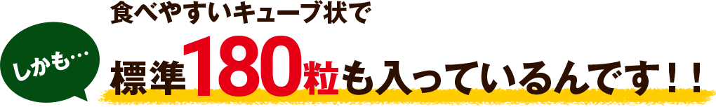 食べやすいキューブ状でしかも…標準180粒も入っているんです!!
