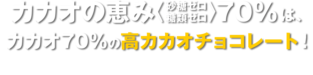カカオの恵み＜砂糖ゼロ・糖類ゼロ＞70％カカオ70%の高カカオチョコレート！