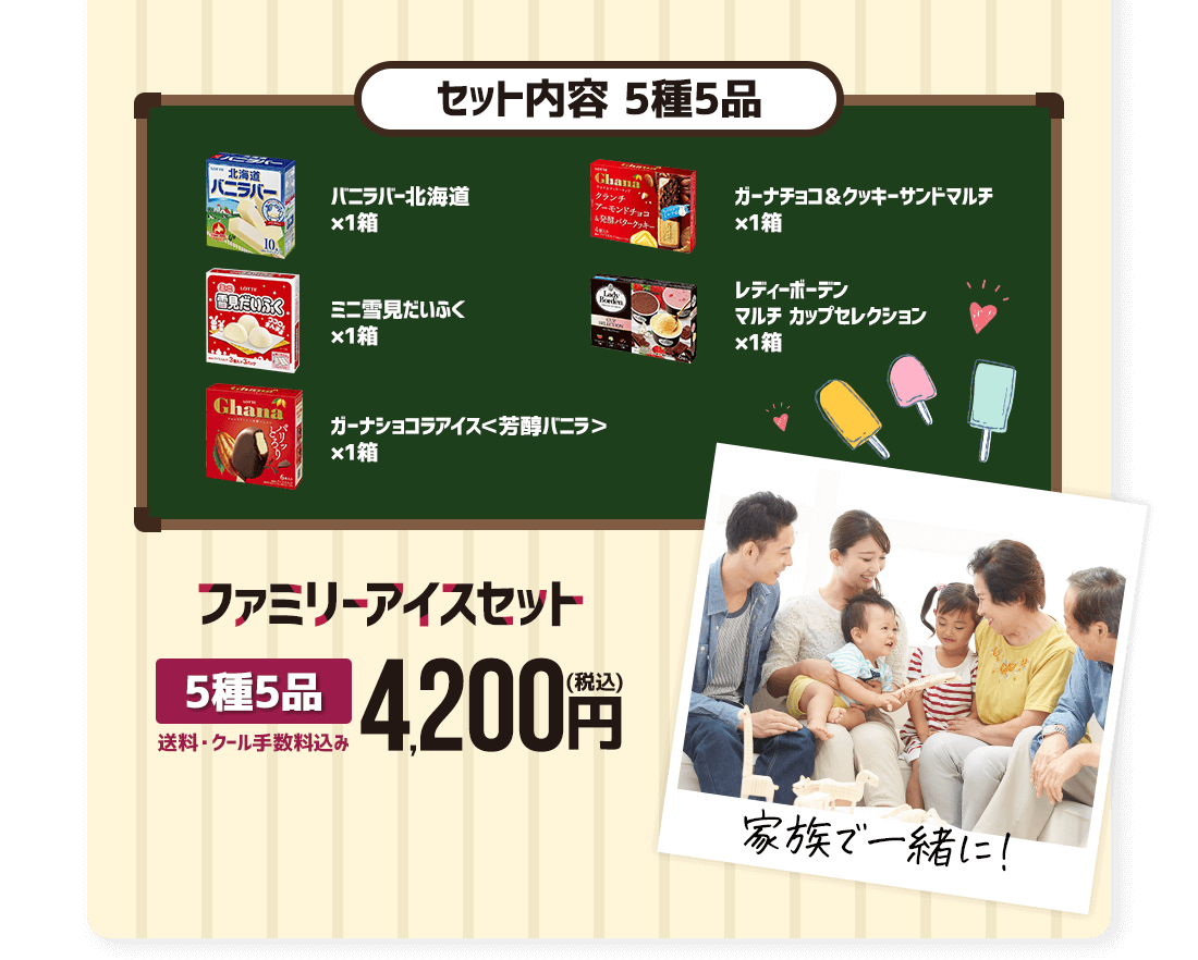 ファミリーアイスセット5種5品 4,200円（税込）送料・クール手数料込み