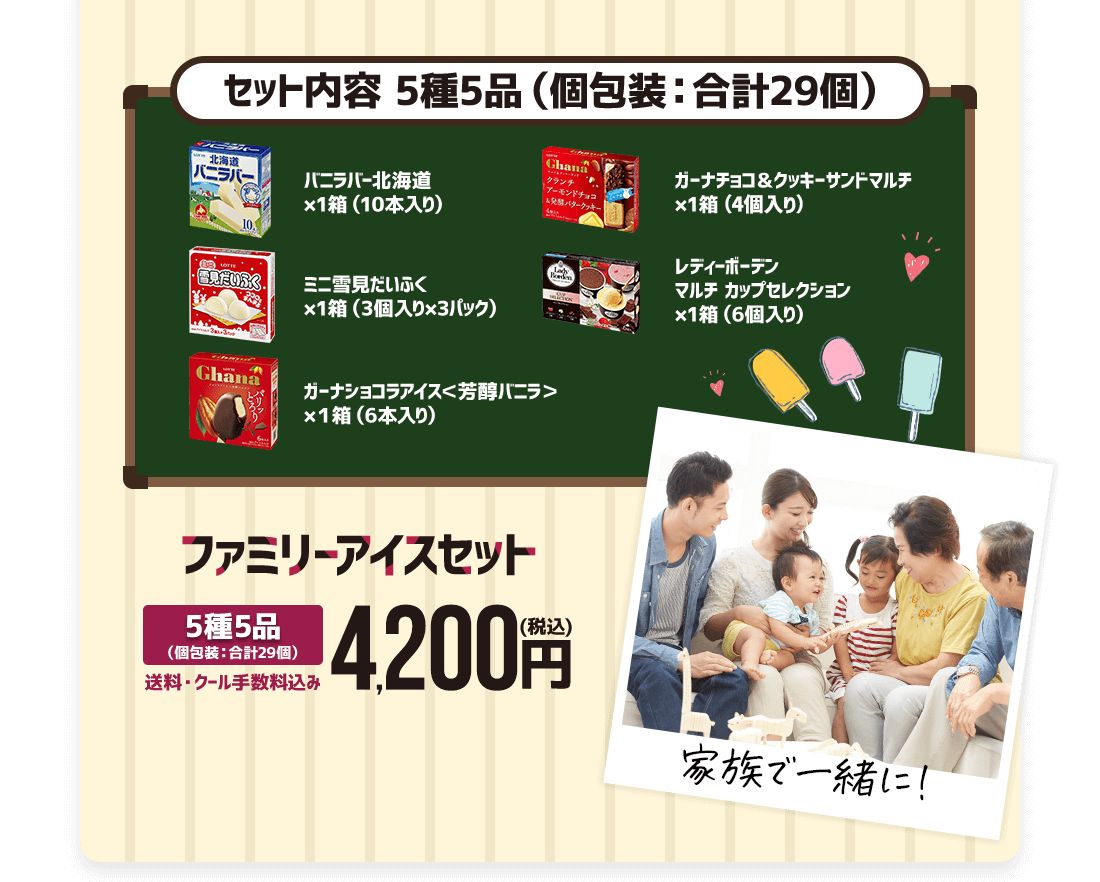 ファミリーアイスセット5種5品 4,200円（税込）送料・クール手数料込み