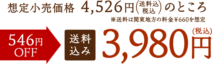 送料込み3,980円（税込）