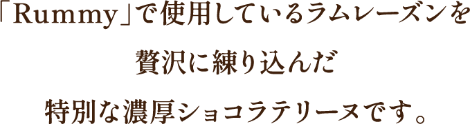 「Rummy」で使用しているラムレーズンを贅沢に練り込んだ特別な濃厚ショコラテリーヌです。
