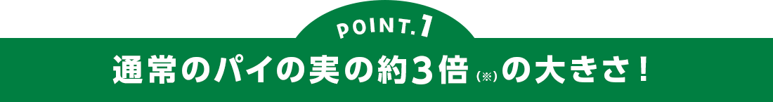 POINT1 通常のパイの実の約3倍(※)の大きさ! ※標準重量比較