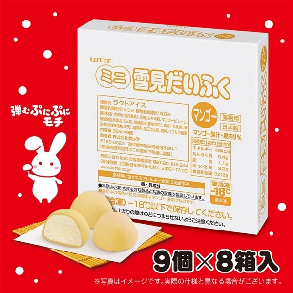 【送料・クール手数料込】ミニ雪見だいふくマンゴー 9個入×8箱セット